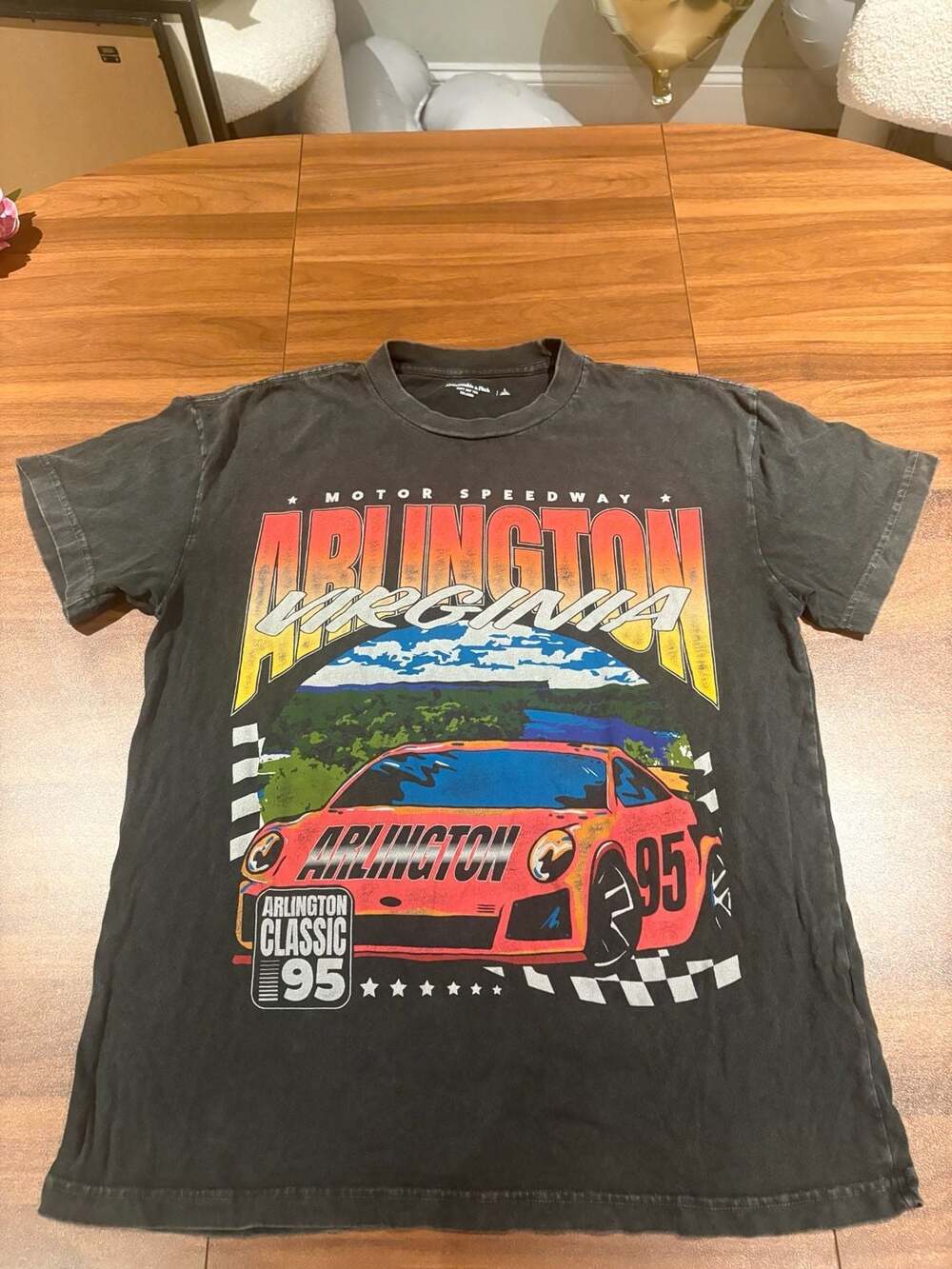 Abercrombie & Fitch Arlington Graphic Tee Size L Black Vintage Wash